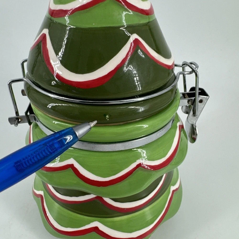 Canister Ceramic Christmas Tree Holiday Green Snacks Treat Jar‎ 7